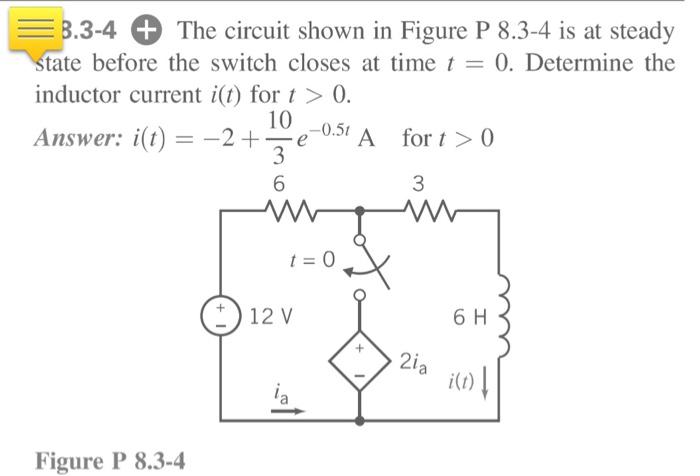 Solved 8.3-4 + The Circuit Shown In Figure P 8.3-4 Is At | Chegg.com