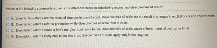 Solved Which of the following statements explains the | Chegg.com