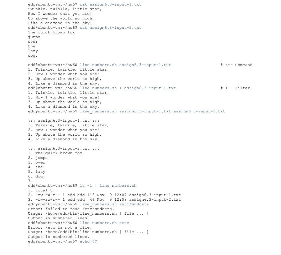 Solved Write a script named line_numbers.sh that will accept | Chegg.com