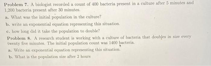 Solved Problem 7. A Biologist Recorded A Count Of 400 | Chegg.com