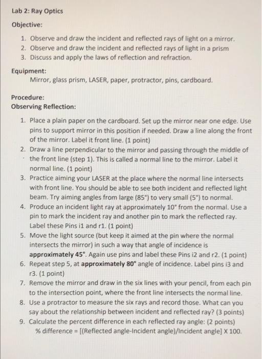 Solved Lab 2: Ray Optics Objective: 1. Observe and draw the | Chegg.com