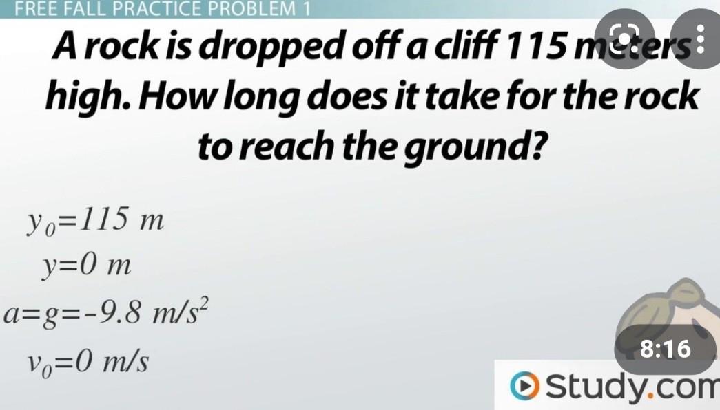Solved FREE FALL PRACTICE PROBLEM 1 A rock is dropped off a | Chegg.com