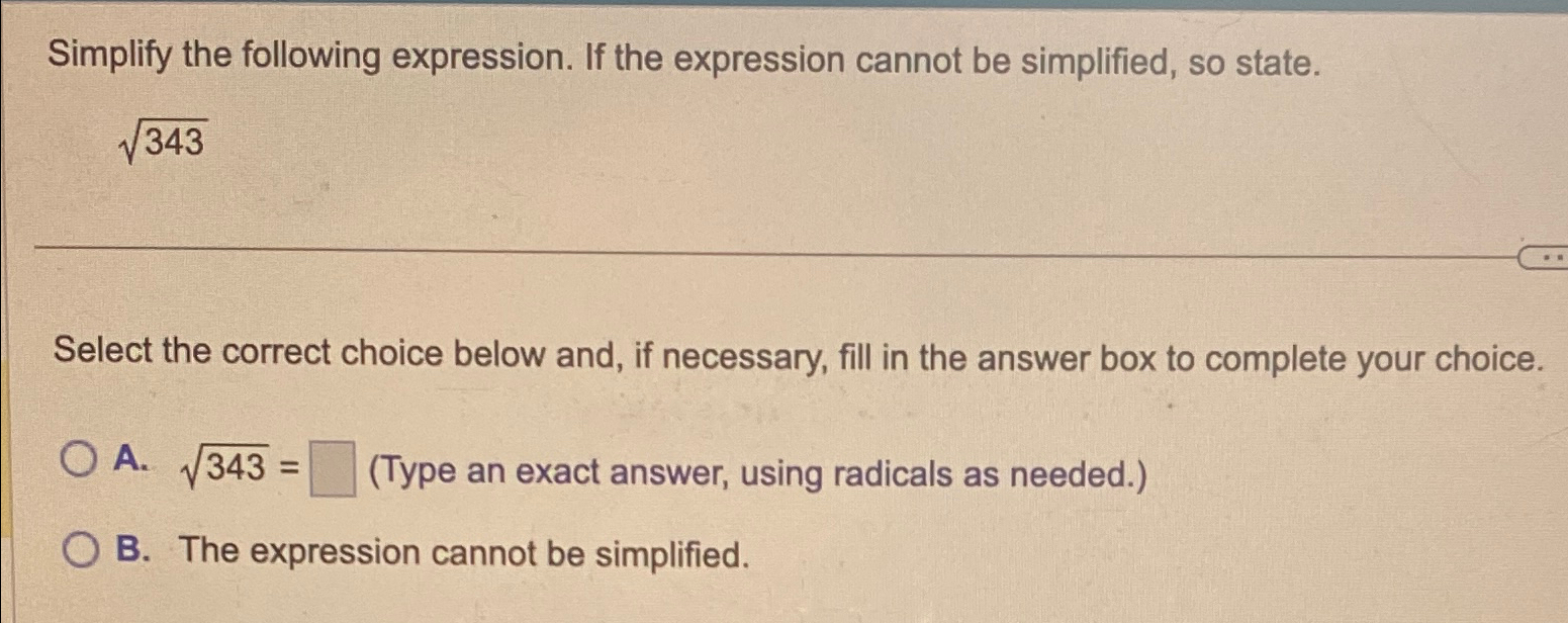 Solved Simplify the following expression. If the expression | Chegg.com