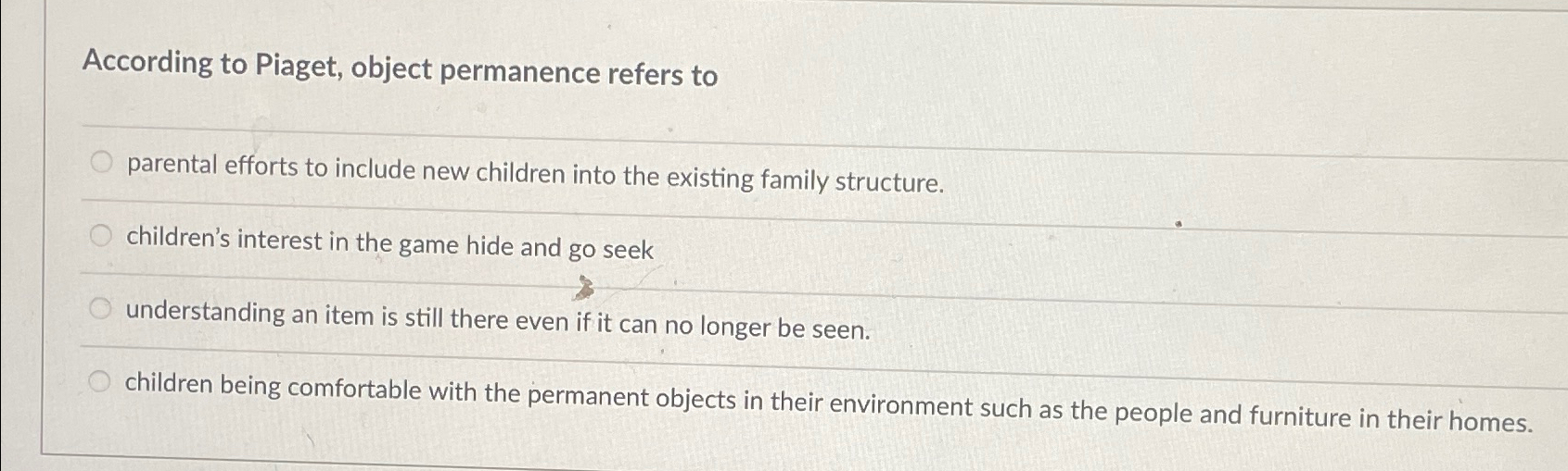 What is object clearance permanence according to piaget