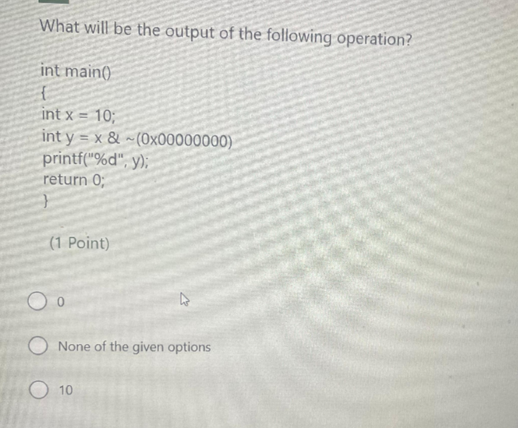 What will be the output of the following operation?(1 | Chegg.com
