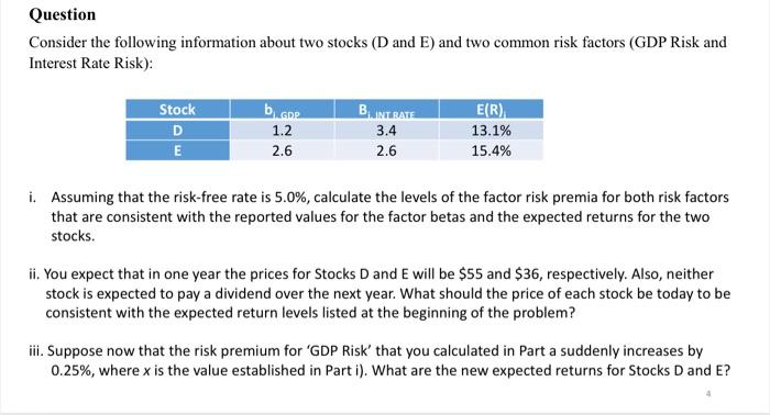 Solved Consider The Following Information About Two Stocks | Chegg.com