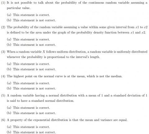 Solved (1) It is not possible to talk about the probability | Chegg.com