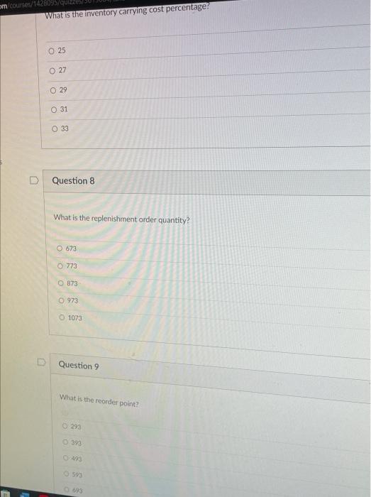 Solved Fixed Order Quantity with Certainty Scenario Note: | Chegg.com