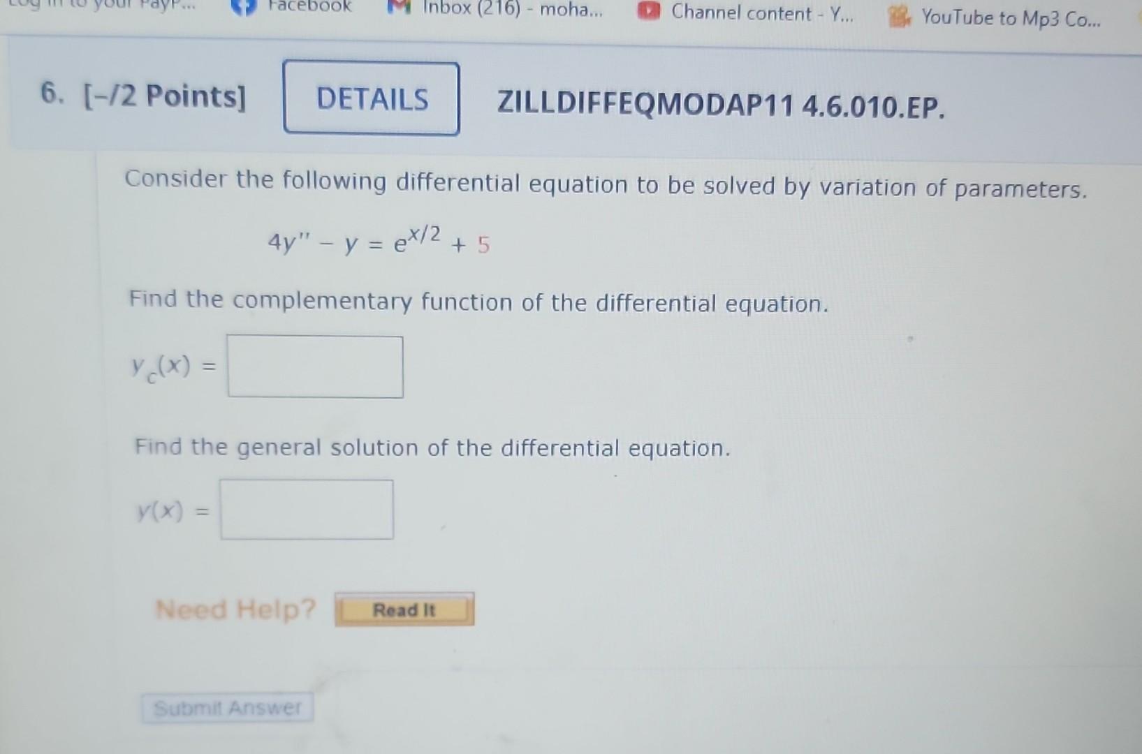 Solved Consider The Following Differential Equation To Be | Chegg.com