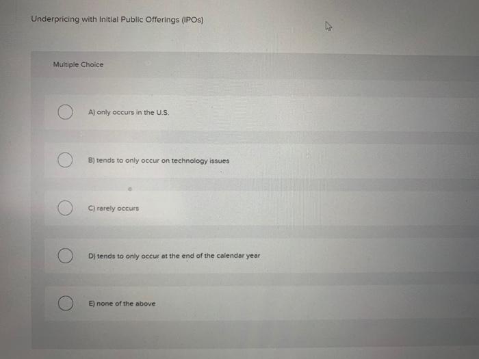Solved Underpricing With Initial Public Offerings (IPOs) | Chegg.com