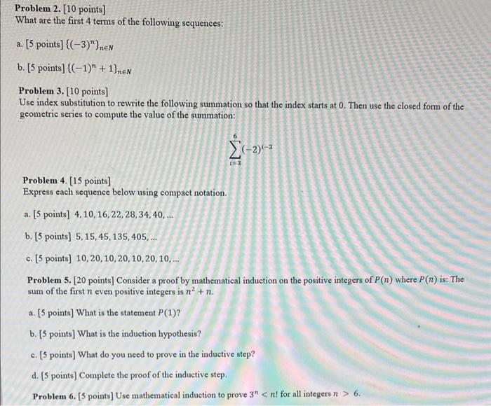 Solved Problem 2. [10 points] What are the first 4 terms of | Chegg.com