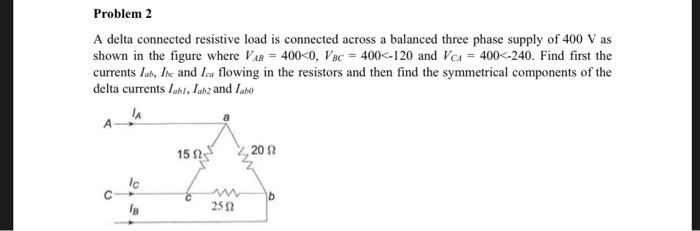 Solved Problem 2 A delta connected resistive load is | Chegg.com