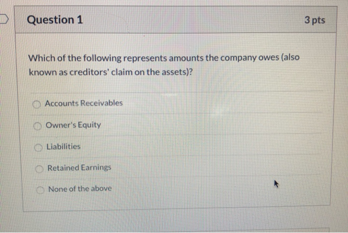 Solved Question 1 3 pts Which of the following represents | Chegg.com