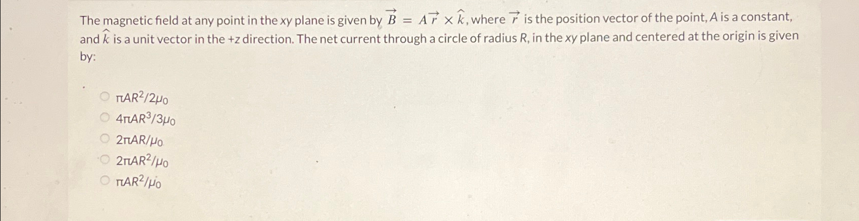 Solved The magnetic field at any point in the xy plane is | Chegg.com