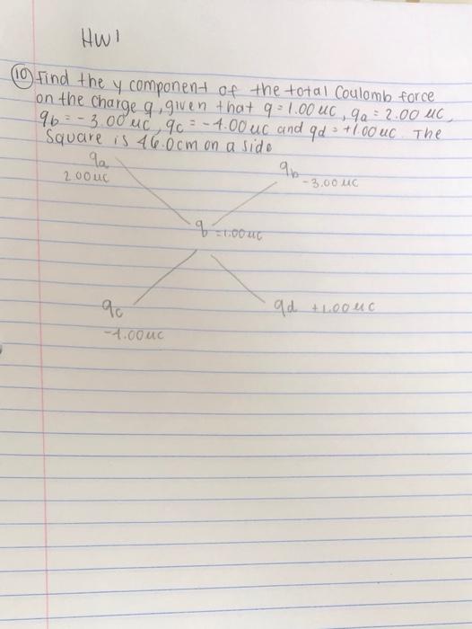 Solved HWI find the y component of the total Coulomb force | Chegg.com