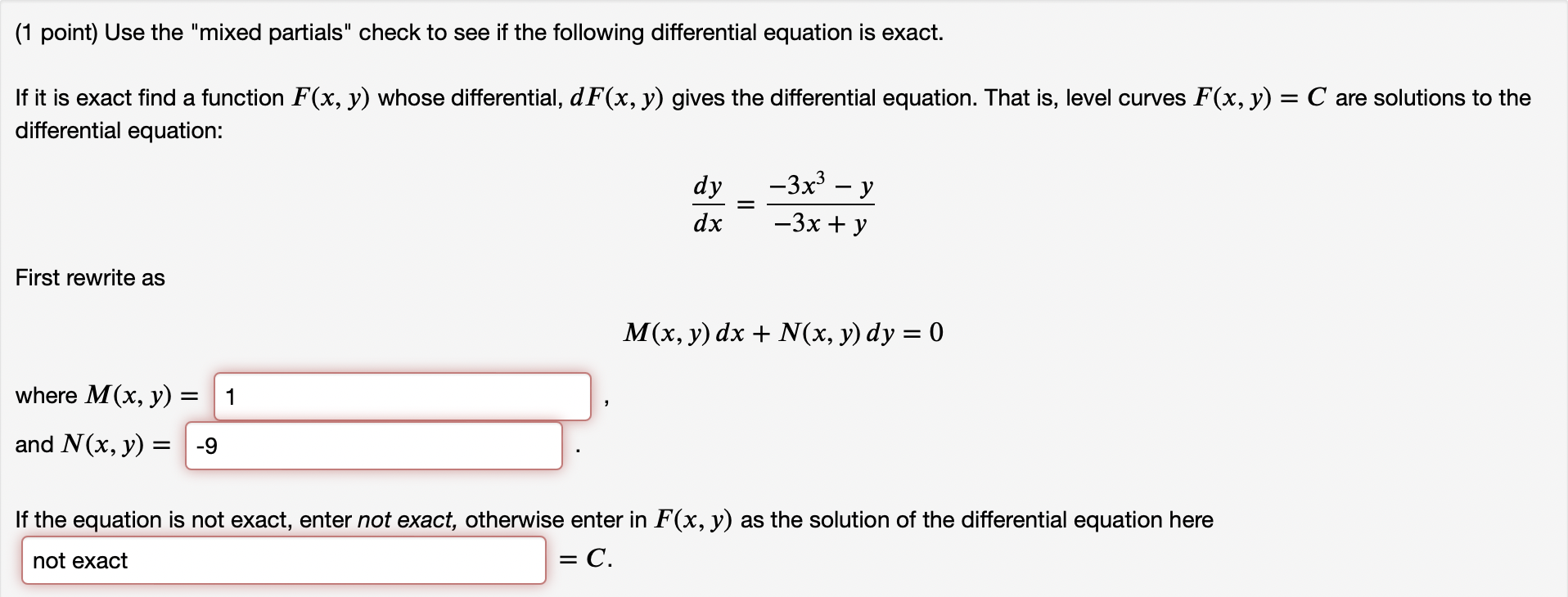 Solved (1 ﻿point) ﻿Use the 