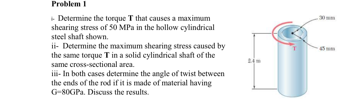 Solved Problem 1i- ﻿Determine the torque T that causes a | Chegg.com