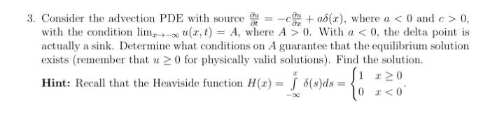 Solved 3. Consider the advection PDE with source | Chegg.com