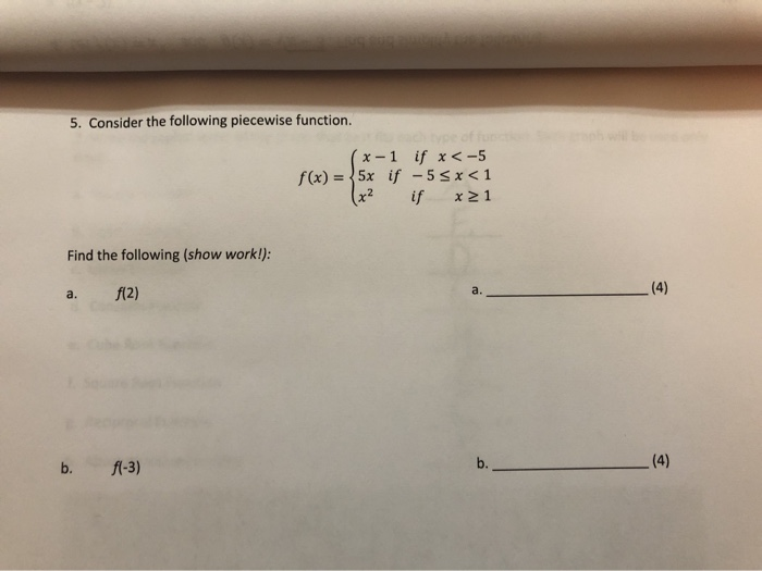 Solved 5. Consider the following piecewise function. x-1 if | Chegg.com