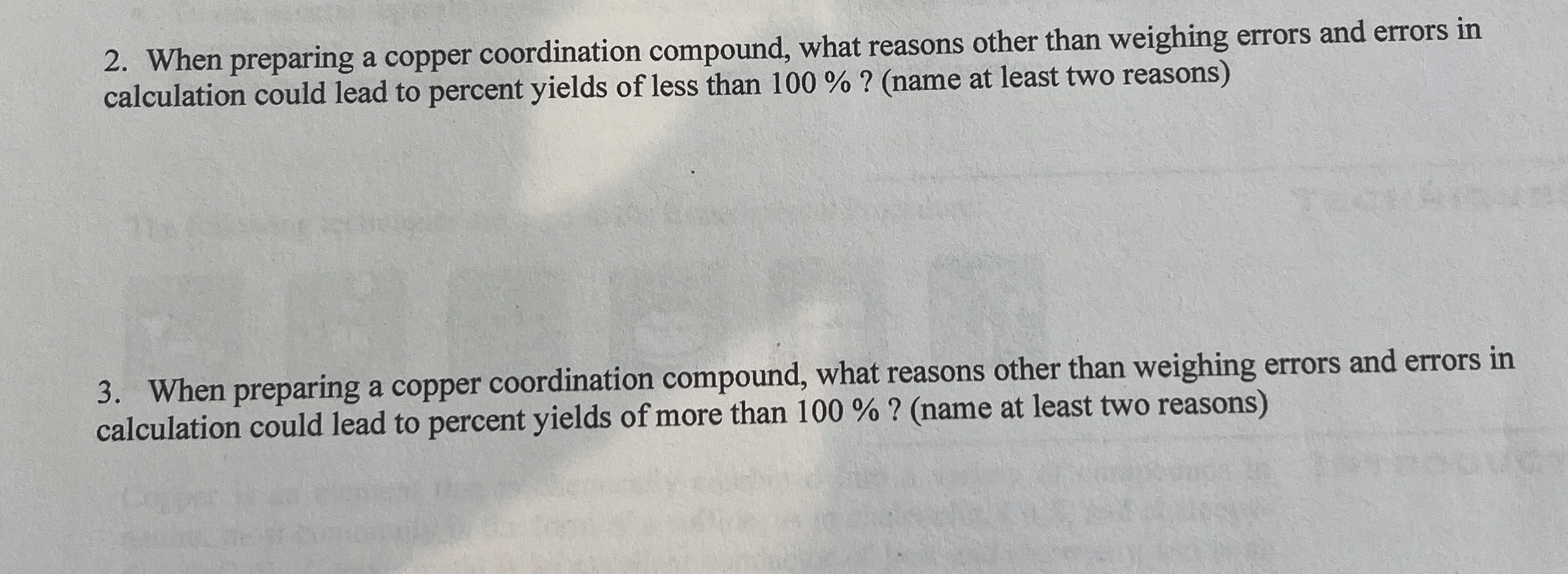 Solved When preparing a copper coordination compound, what