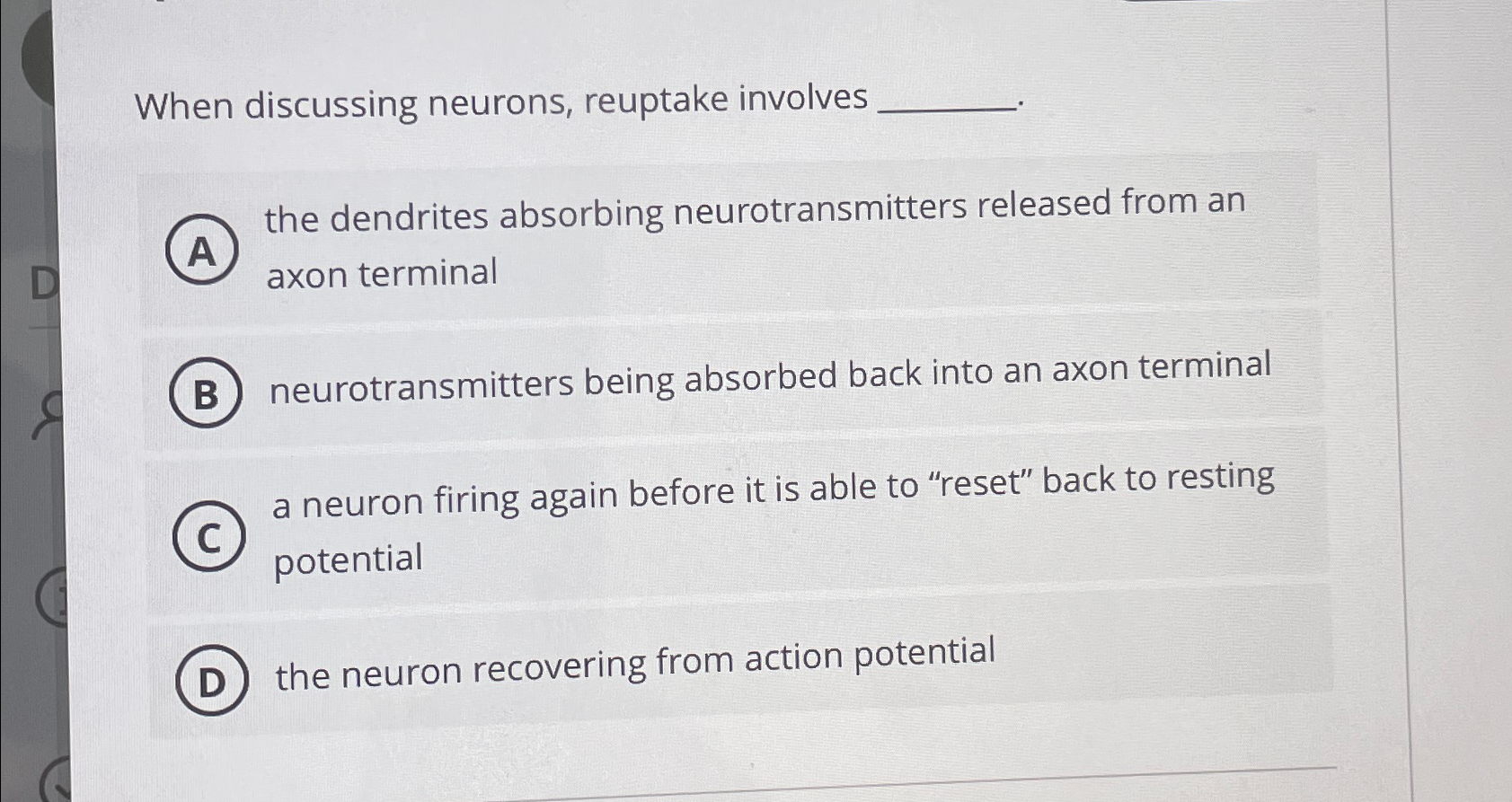 reuptake neuron
