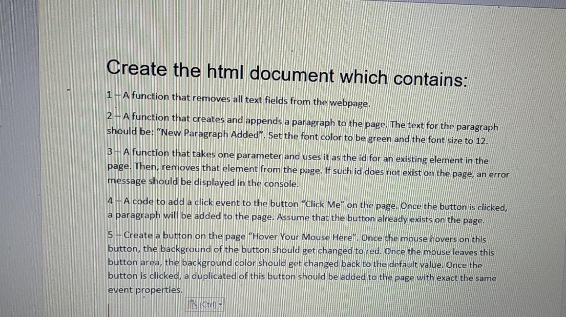 Solved Create the html document which contains: 1-A function | Chegg.com