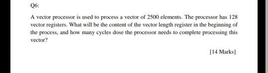 Solved Q6: A vector processor is used to process a vector of | Chegg.com
