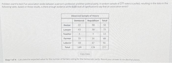 Solved Pollsters Want To Test If An Association Exists | Chegg.com