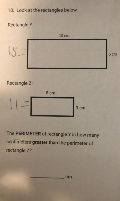 Solved 10. Look at the rectangles below. Rectangle Y : | Chegg.com