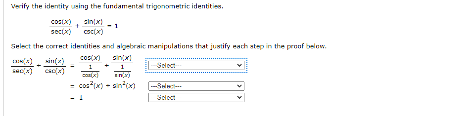 Solved Verify the identity using the fundamental | Chegg.com