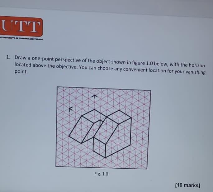 Solved 1. Draw a one-point perspective of the object shown | Chegg.com