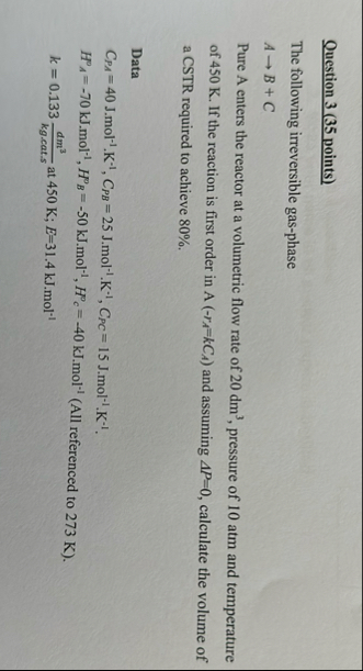 Solved Question 3 ( 35 ﻿points)The following irreversible | Chegg.com