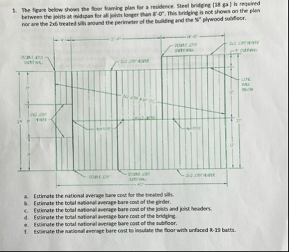 The figure below shows the floor framing plan for a | Chegg.com