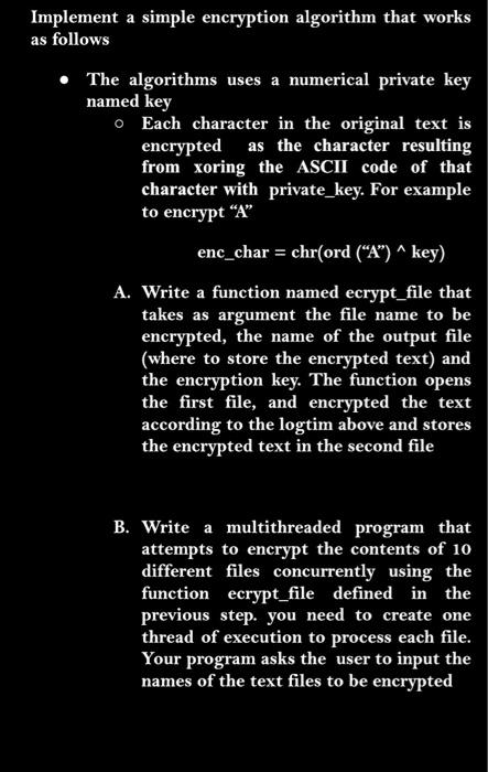 Solved Implement A Simple Encryption Algorithm That Works As | Chegg.com