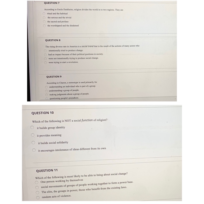 Solved QUESTION 7 According To Emile Durkheim Religion Chegg Solved question 7 according to emile durkheim religion chegg