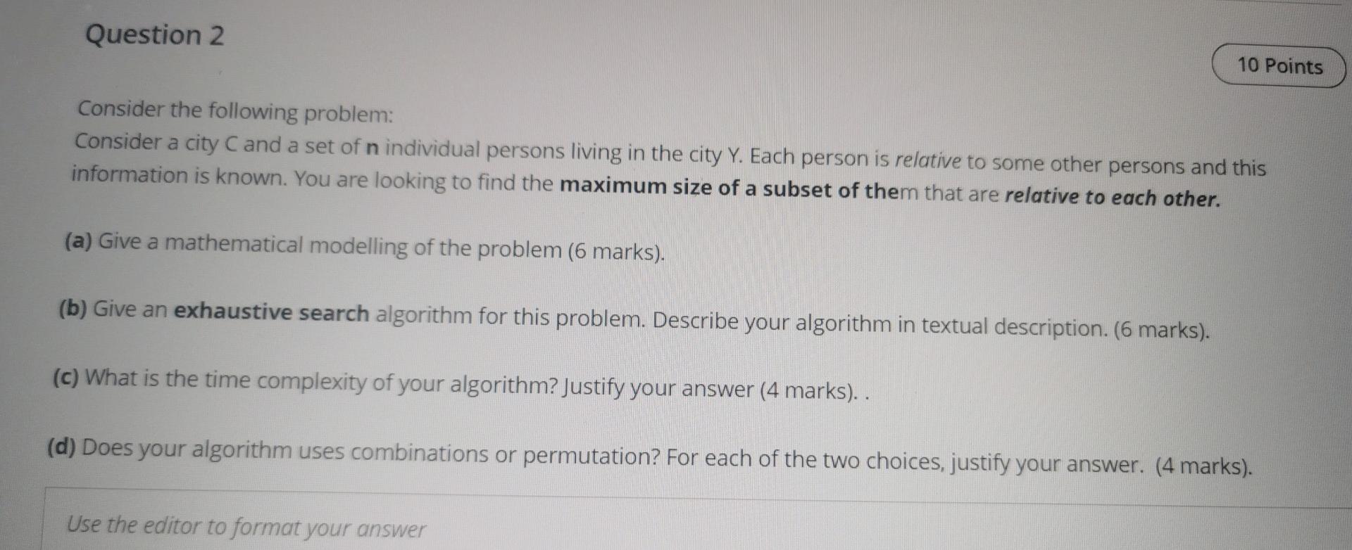 Solved Question Points Consider The Following Problem Chegg Com