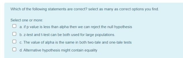 Solved Which Of The Following Statements Are Correct? Select | Chegg.com