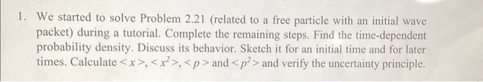 Solved We started to solve Problem 2.21 (related to a free | Chegg.com