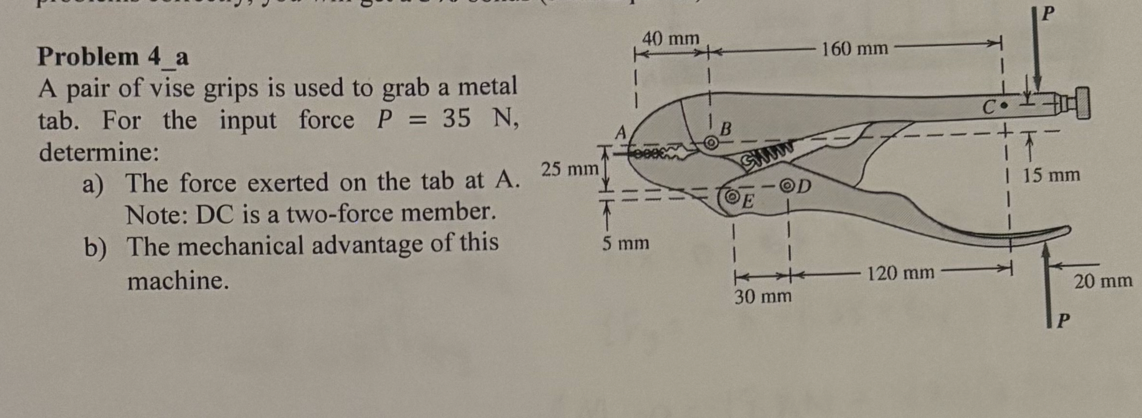 Solved Problem 4_aA pair of vise grips is used to grab a | Chegg.com