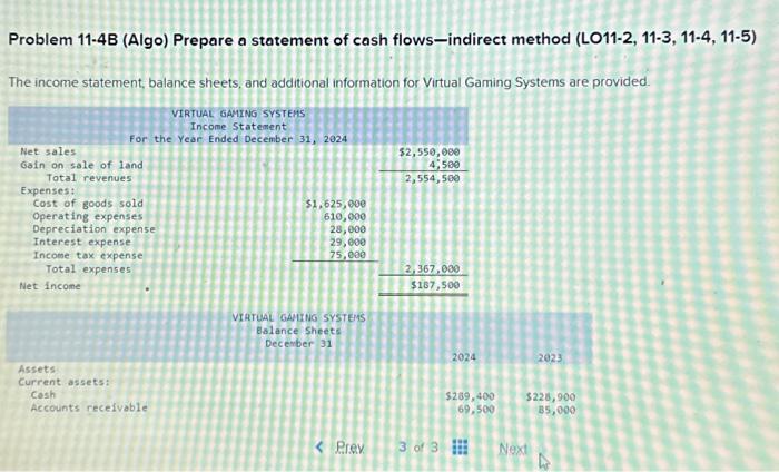 Solved Problem 11-4B (Algo) Prepare A Statement Of Cash | Chegg.com