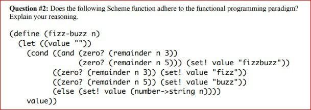 Solved Question #2: Does the following Scheme function | Chegg.com