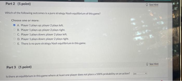 Solved 01 Question (4 points) Player 1 and player 2 are | Chegg.com