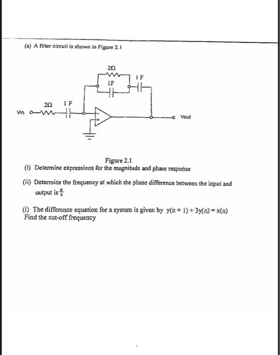 Solved (a) A Filter Circuit Is Shown In Figure 2.1 Figure | Chegg.com