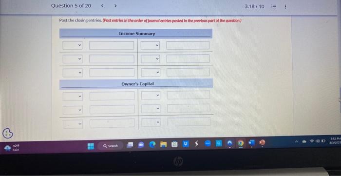 Solved Question 5 of 20Question 5 of 20 3.18/10⋮⋮ Owner's | Chegg.com