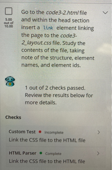 Solved L 5.00 out of 10.00 Go to the code 3-2.html file and | Chegg.com