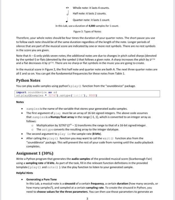 Task 1: Generating Musical Notes Background For this | Chegg.com