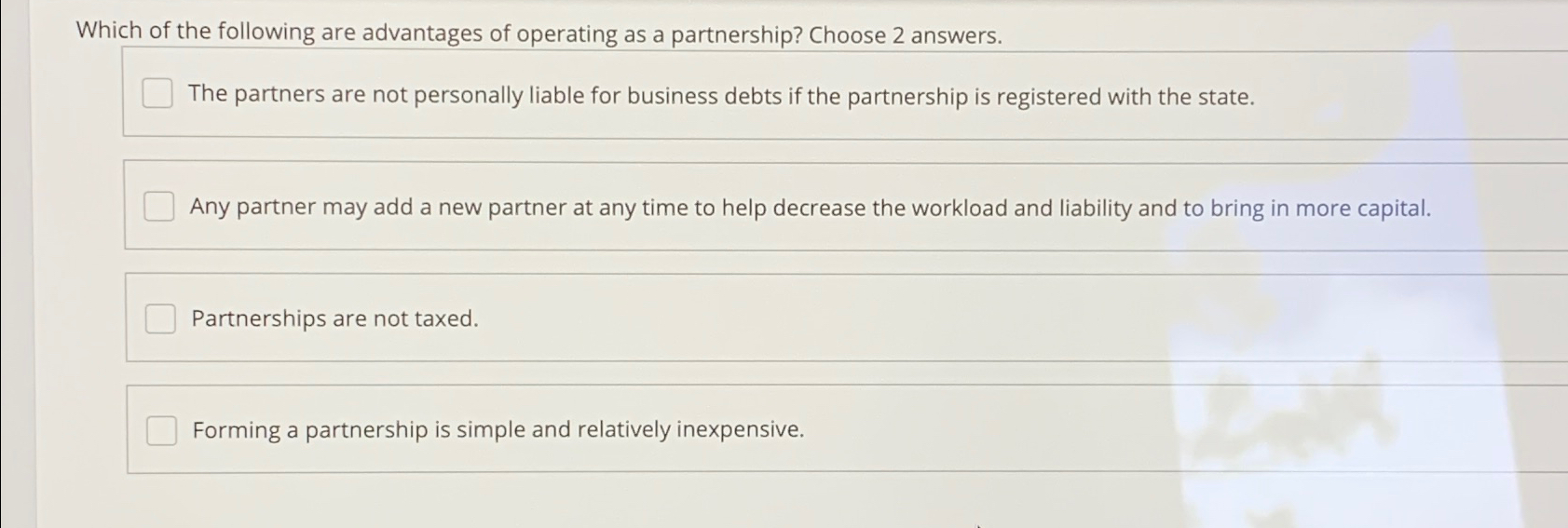 Solved Which of the following are advantages of operating as