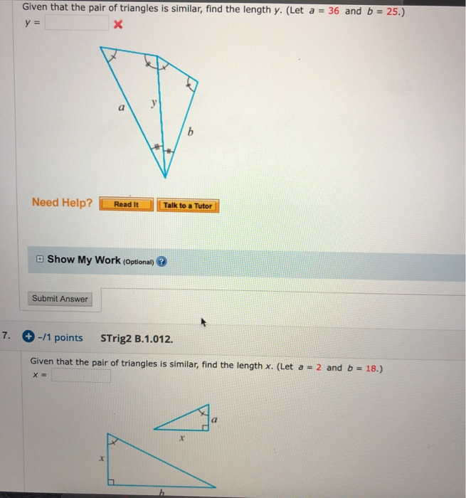 Solved Given that the pair of triangles is similar, find the