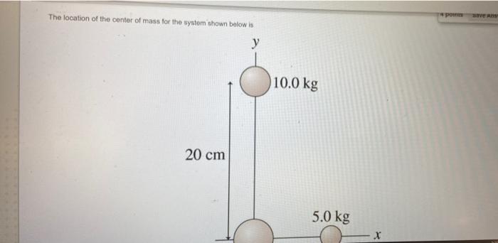 Solved The location of the center of mass for the system | Chegg.com