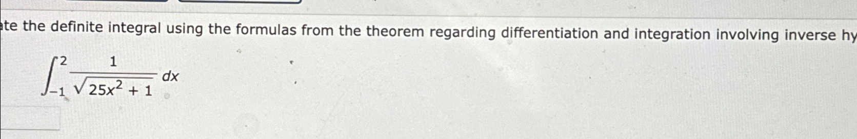 Solved the definite integral using the formulas from the | Chegg.com